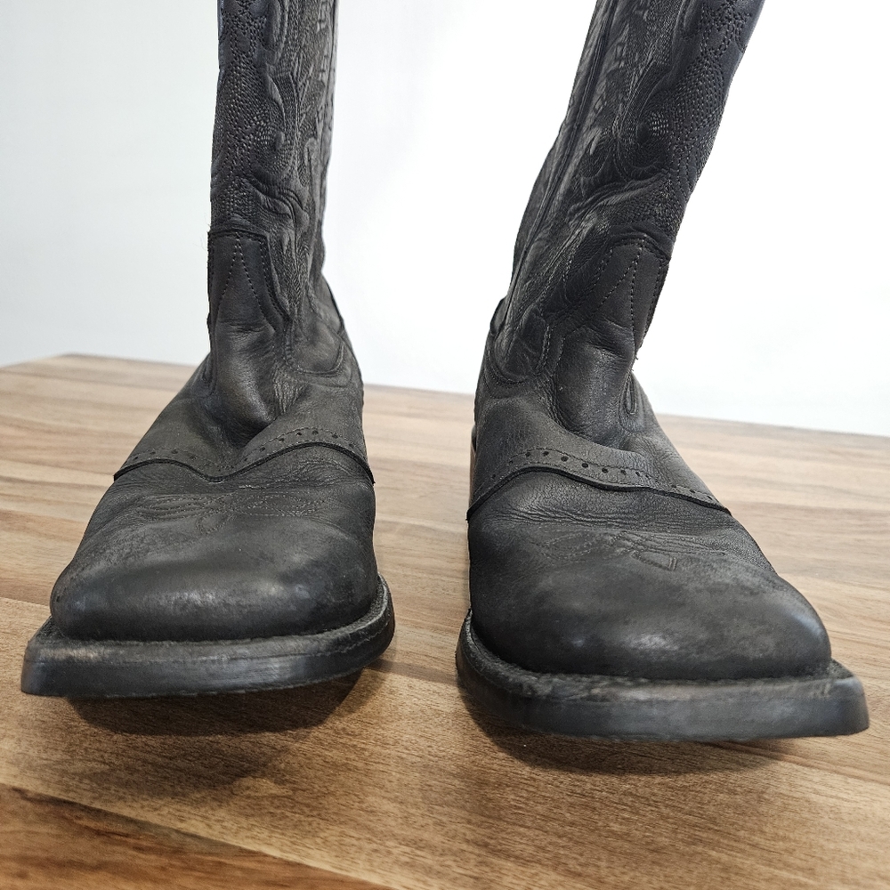 Double H Mens Black  Pull On Cowboy Western Boots Size 8.5 EE Square Toe - Picture 3 of 16